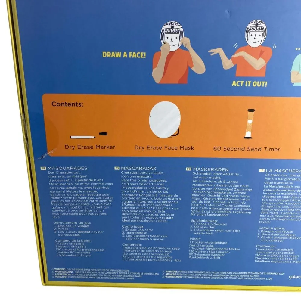 Kirkerland Maskarades Charades with a Mask Draw! Act! Guess Family Friendly Game